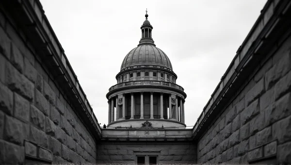 Grayscale Civic Building With Domed Roof