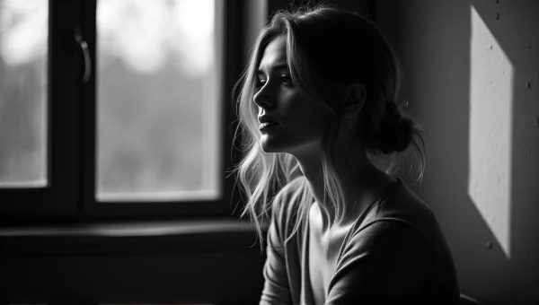 Grayscale Portrait of Woman by Window Light