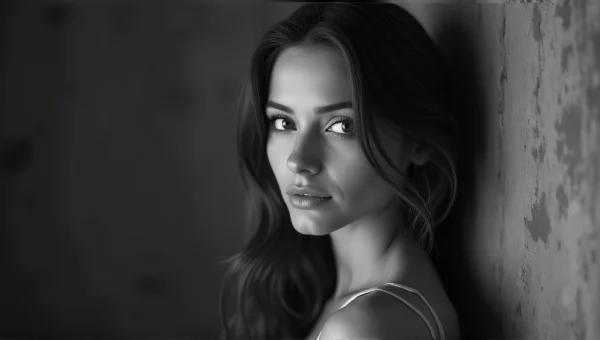 Grayscale Portrait of Woman in Soft Lighting