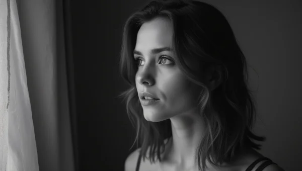 Grayscale Woman Portrait Soft Lighting Depth