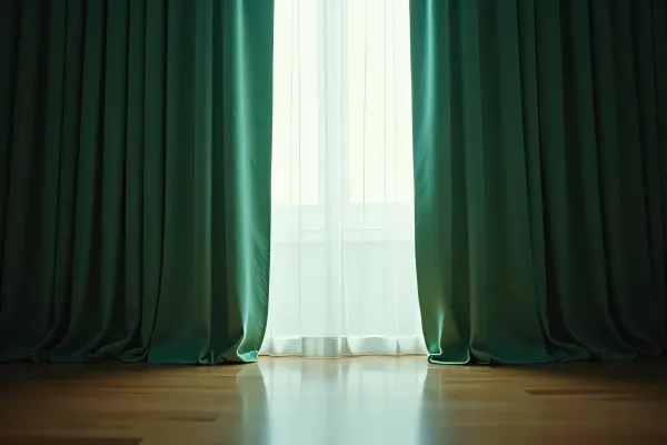Green And Black Striped Curtains Interior Scene