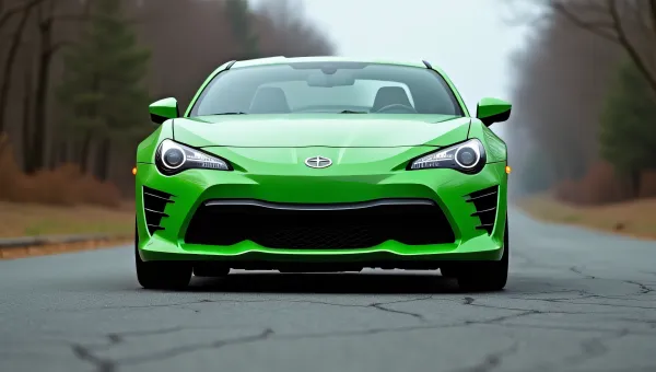 Green Coupe Parked On Asphalt Road