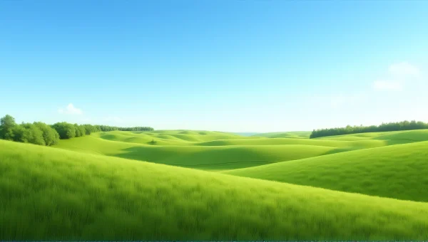 Green Fields Panorama Under Clear Blue Sky