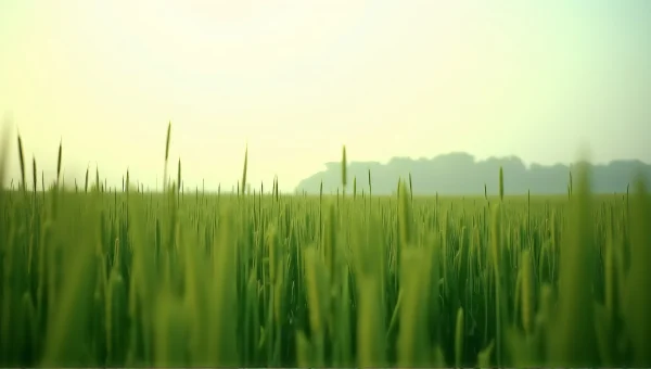 Green Grassy Field Under Morning Sky Perspective