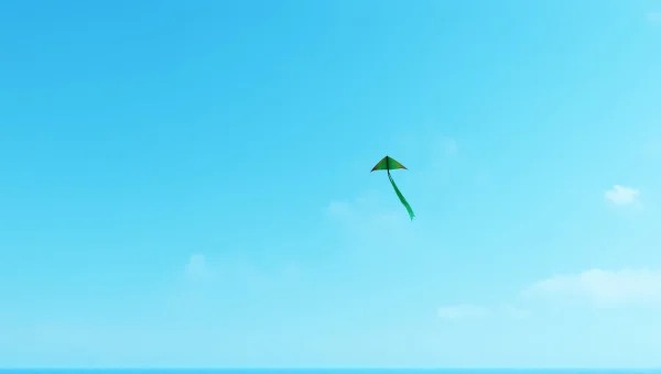 Green Kite Soaring in Bright Blue Sky