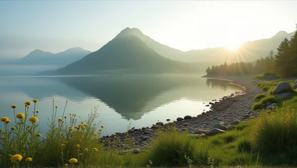 Green Mountain Reflections Over Calm Lake