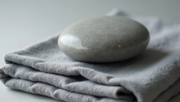 Grey Stone On Folded Grey Scarf Close-Up