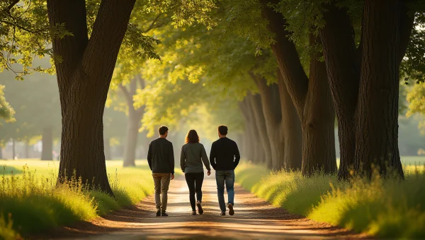 Group of Friends Walking on Dirt Path in Nature