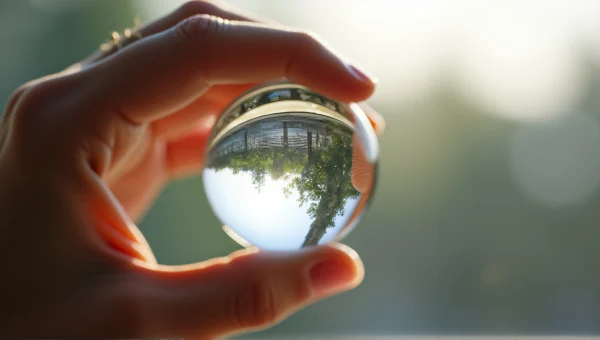 Hand Holding Clear Glass Lensball With Bokeh