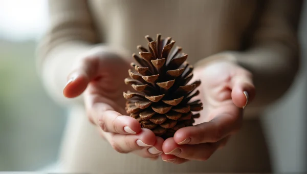Hand Holding Dry Pine Cone Close-Up image