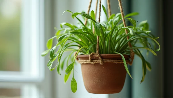 Hanging Potted Plant With Twine And Droplets