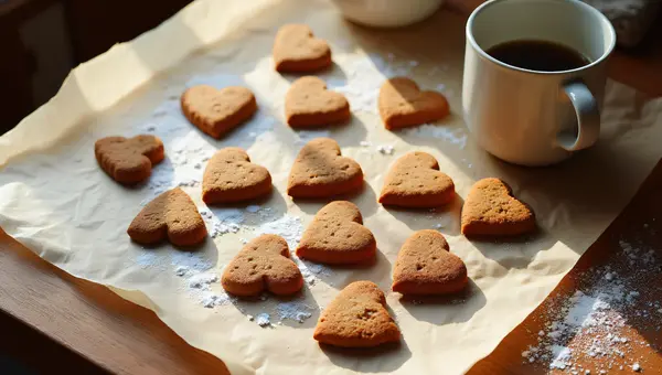 Heart-Shaped Cookies Arrangement On Parchment Paper