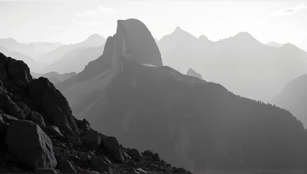 High-Contrast Monochrome Mountain Range View