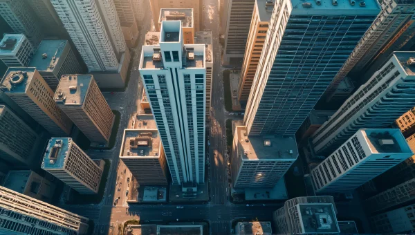 High-Rise Building Aerial View City Grid