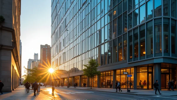High-Rise Building Reflections at Golden Hour