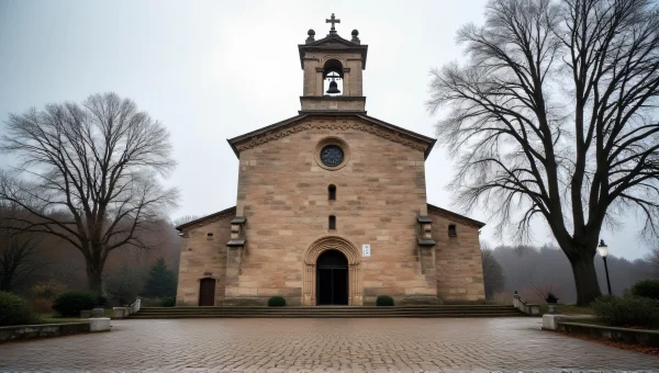 Historic Stone Church Building With Bell Tower