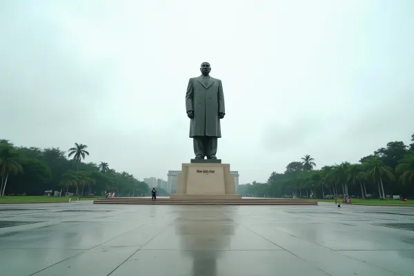 Ho Chi Minh Monument Bronze Statue Overcast Sky