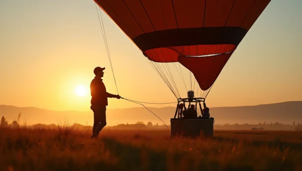 Hot-Air Balloon Preparation at Sunrise
