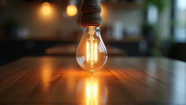 Incandescent Bulb Glow Over Reflective Table