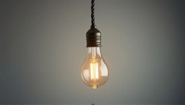 Incandescent Light Bulb Hanging From Twisted Cord