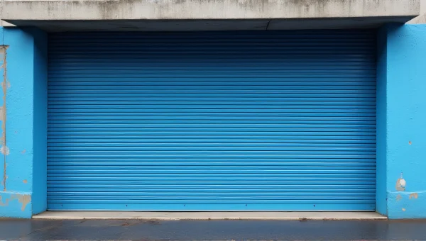 Industrial Blue Metal Roll-Up Door Perspective