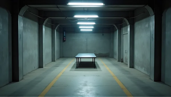 Industrial Room With Harsh Lighting And Shadows