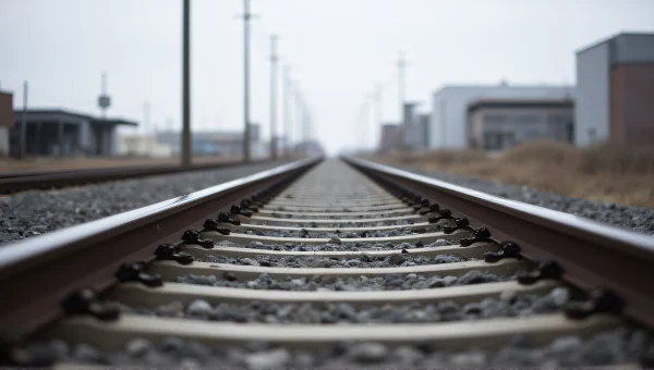 Industrial Train Rails Leading Into Distance