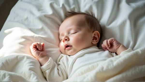Infant Asleep on Cotton Sheets in Soft Light