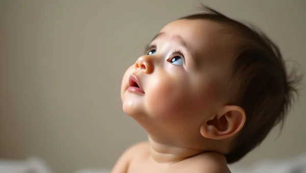 Infant Close-Up Portrait Gazing Upward Soft Light
