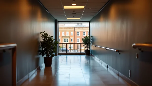 Interior Corridor With Natural Light And Fern