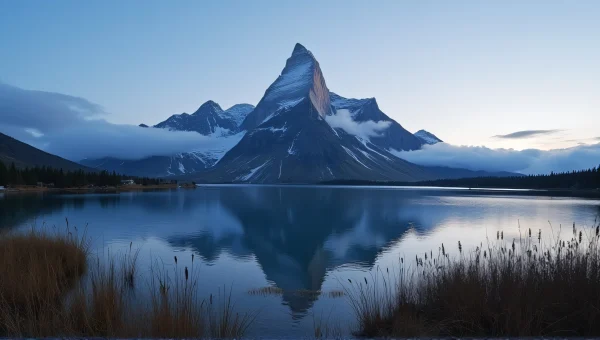 Jagged Mountain Range Reflection at Dusk