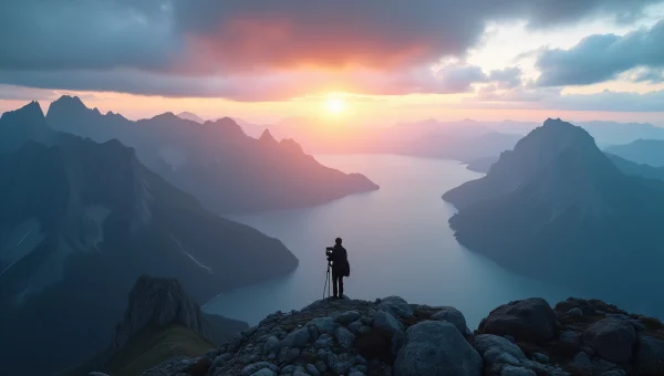 Jagged Mountain Range Sunrise with Mist and Clouds