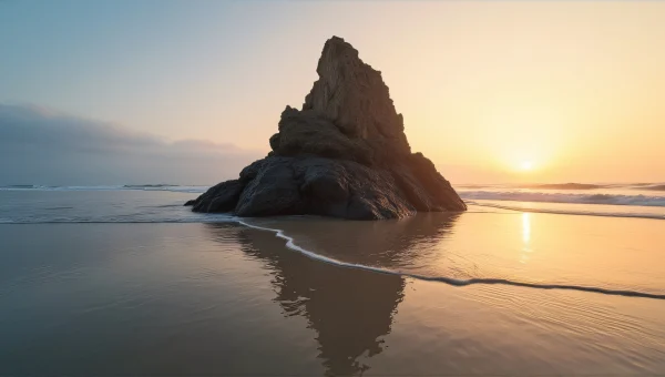 Jagged Rock Formation at Golden Hour Reflection