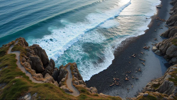Jagged Shoreline With Tidal Pools And Driftwood
