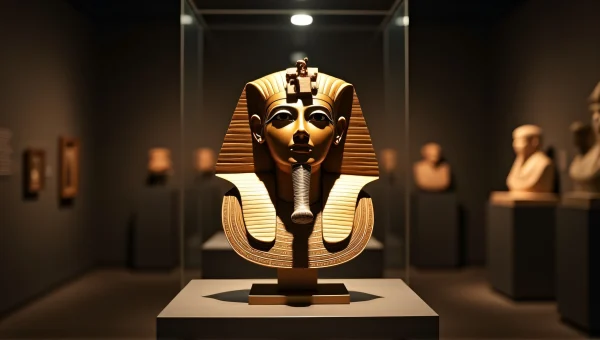 King Tutankhamun Bust Close-Up In Museum