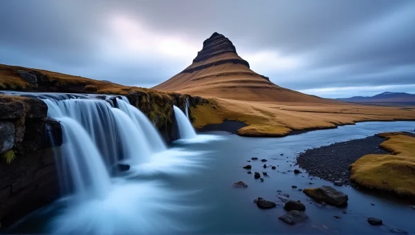 Kirkjufell Mountain Sunrise With Waterfall View