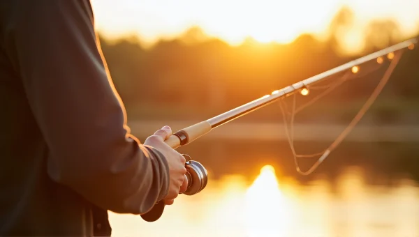 Lakeside Fishing Rod During Golden Hour