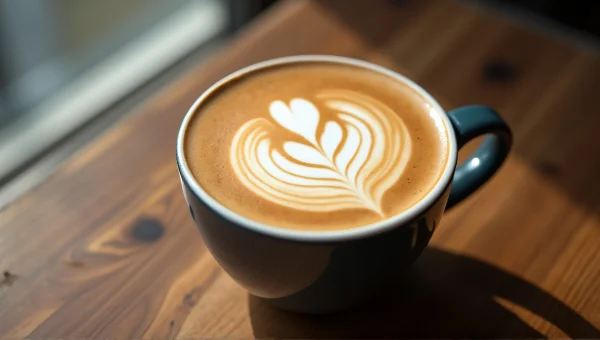 Latte Art Close-Up In Ceramic Cup On Wood
