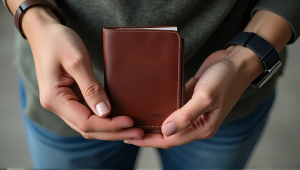 Leather Passport Holder Close Up with Watch