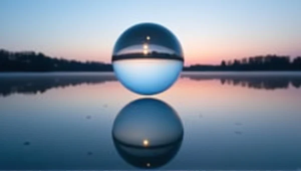 Levitating Sphere Above Glossy Lake At Twilight