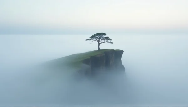 Limestone Cliff Surrounded By Rolling Fog