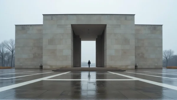 Limestone Facade With Reflection Under Overcast Sky