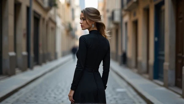 Long-Sleeved Dark Gown Street Style image