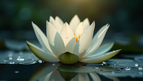 Lotus Flower Close-Up With Water Droplets