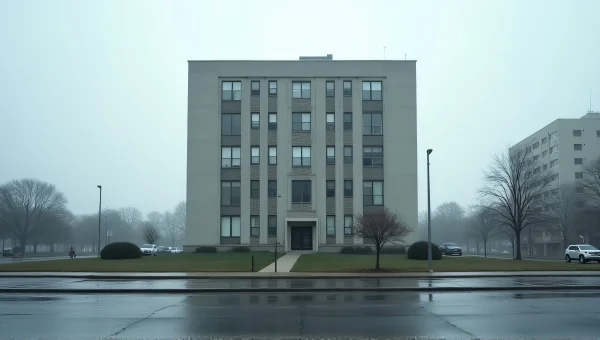 Low-Rise Concrete Building Under Overcast Sky