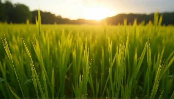 Lush Green Meadow at Golden Hour