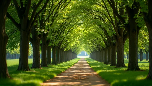 Lush Green Trees Along Winding Dirt Path