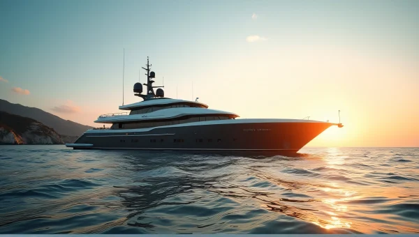 Luxury Yacht Anchored Near Rocky Island