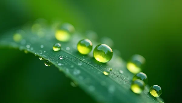 Macro Close-Up Of Moisture Beads On Foliage