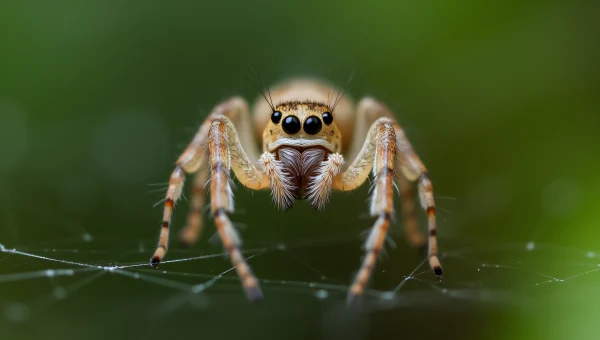 Macro Spider Close-Up With Web Background